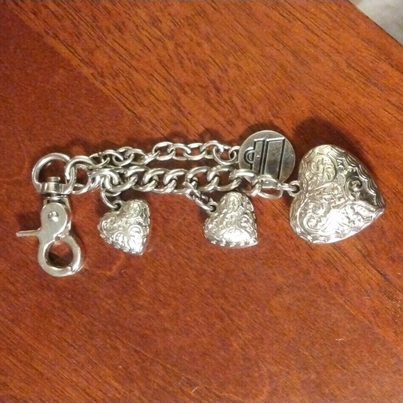 KATHY VAN ZEELAND Key Chain Fob Purse Charm Hearts & Silver Chain. - Picture 1 of 2